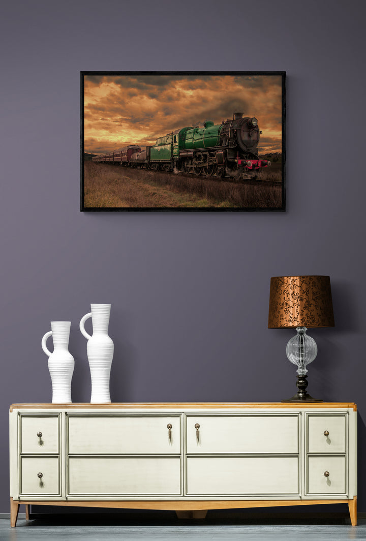 Vintage Steam Train Framed Photo - Tazloma